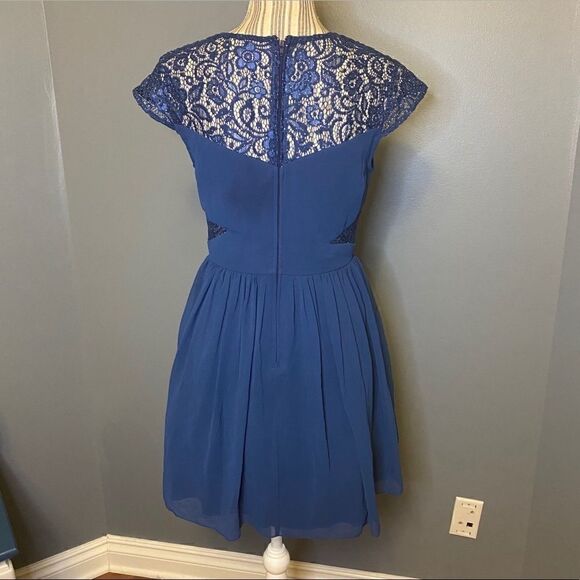 City Studios Blue Lace Peek a Boo Dress 7 - Picture 3 of 6